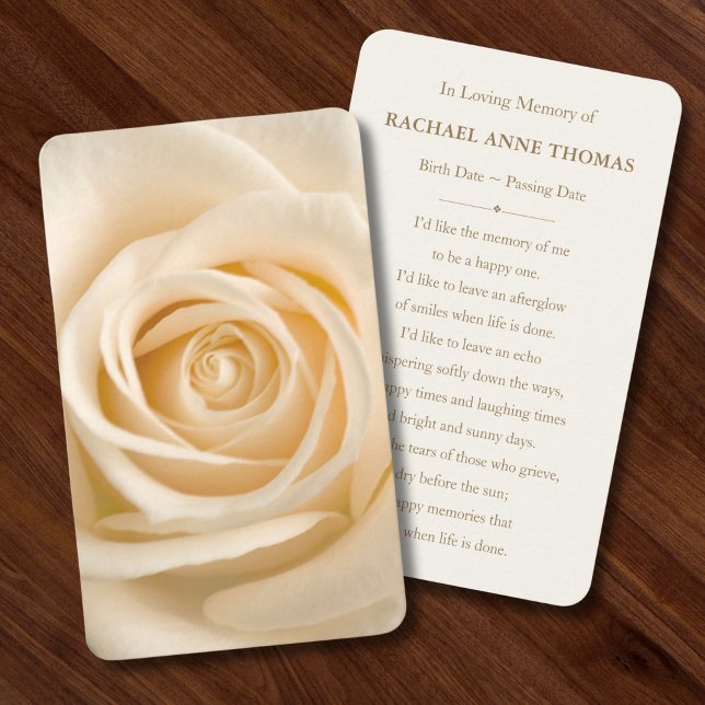 Floral Rose Funeral Memory Card (Floral Rose Memorial Card)