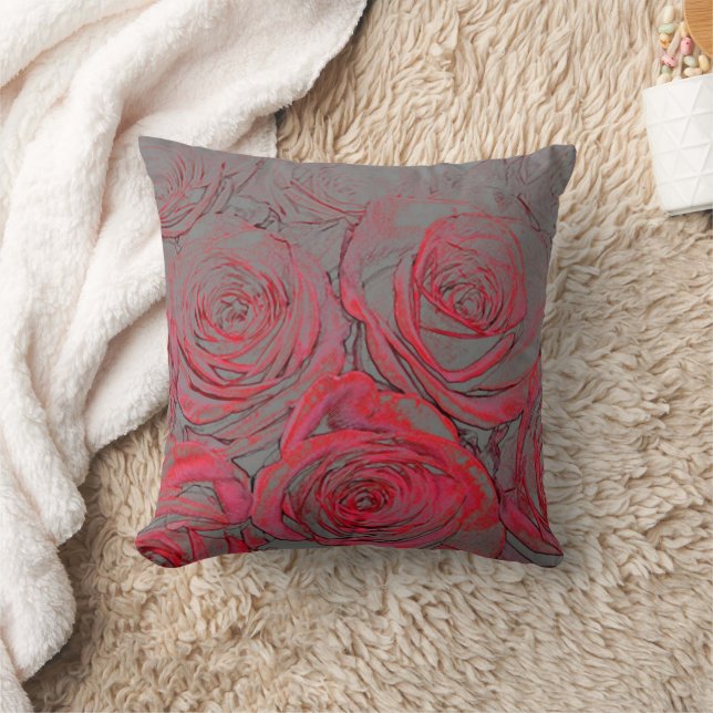 Floral Rose Glow Pattern Cushion (Blanket)