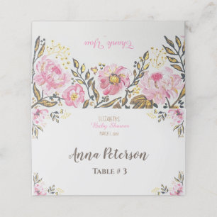 Floral Rose Gold Baby Shower Table Place Card