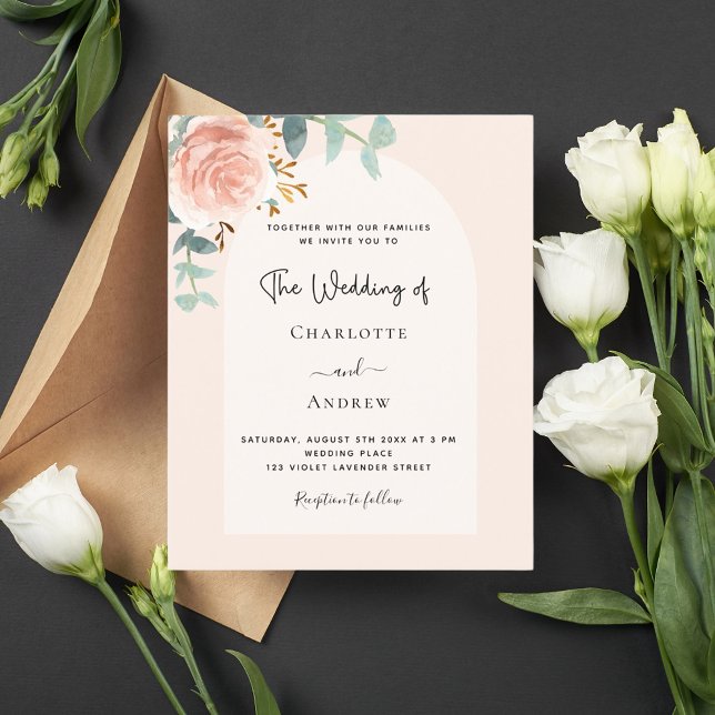 Floral rose gold blush arch budget wedding (Creator Uploaded)