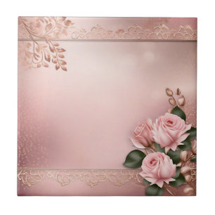 Floral Rose Gold Botanical Ceramic Tile