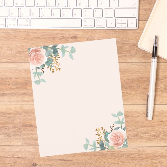 Floral rose gold cream greenery paper sheet (Creator Uploaded)