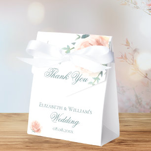 Floral rose gold greenery thank you wedding favour box