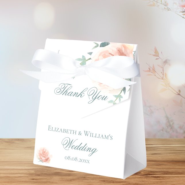 Floral rose gold greenery thank you wedding favour box (Creator Uploaded)