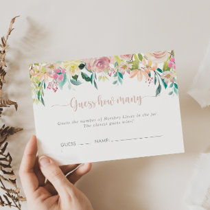 Floral Rose Gold Guess How Many Game Card