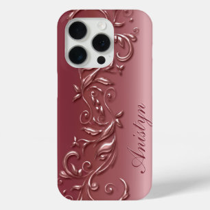 Floral Rose Gold - Personalized iPhone 15 Pro Case