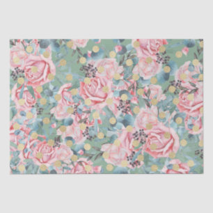 Floral rose gold polka dot vintage flower pattern tissue paper