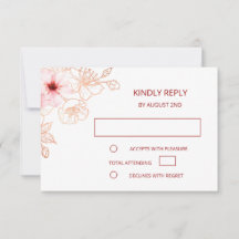 Floral Rose Gold Wedding RSVP