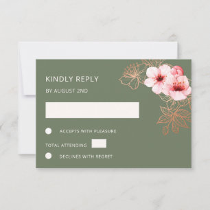 Floral Rose Gold Wedding RSVP Card