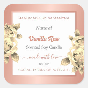 Floral Rose Gold White Product Packaging Labels