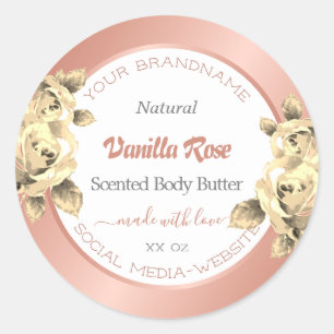 Floral Rose Gold White Product Packaging Labels