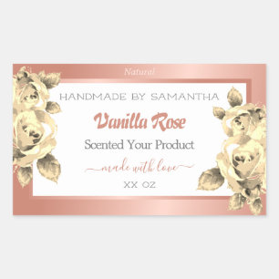Floral Rose Gold White Product Packaging Labels