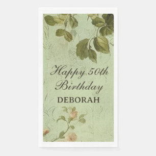Floral Rose Greenery Birthday Party Napkin