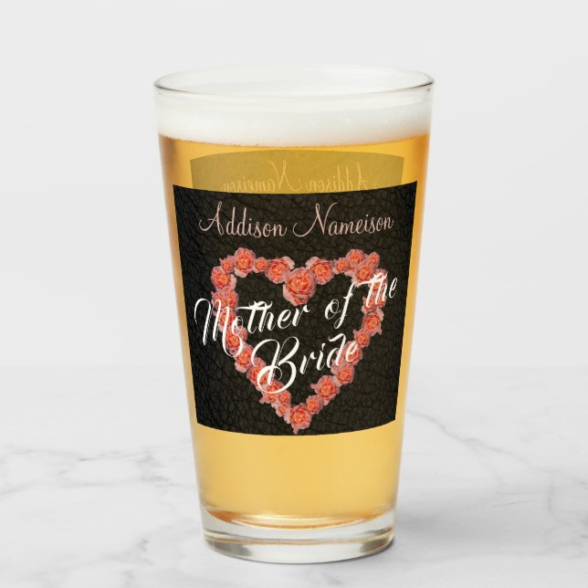 Floral Rose Heart monogram Wedding Party Keepsake Glass (Back Filled)