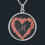 Floral Rose Heart monogram Wedding Party Keepsake Sterling Silver Necklace<br><div class="desc">Customise this design today! This gift is perfect for expression for the special occasion.
 Come check out our store,  for all our cool designs.</div>