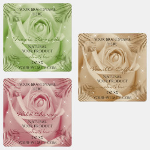 Floral Rose Light Red Brown Green Product Labels