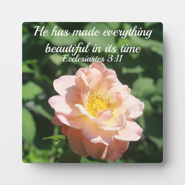Floral Rose Photo Inspirational Text Ecclesiastes Plaque (Front)
