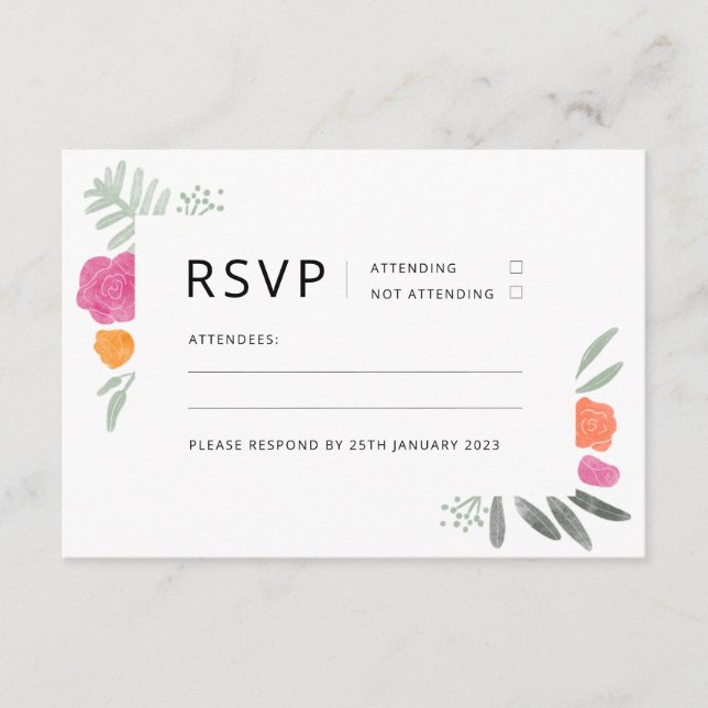Floral Rose RSVP Invite  (Front)
