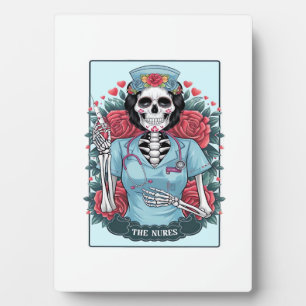 Floral Rose Skeleton Nurse Tarot Card Halloween Es Plaque