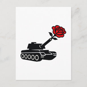 Floral Rose Tank Anti War Pacifism Holiday Postcard