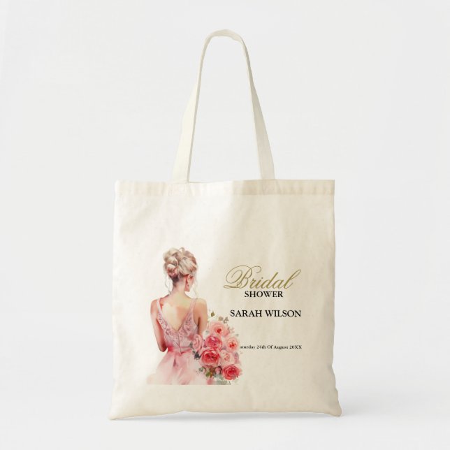 Floral Rose Watercolor Wedding Gown Collection Tote Bag (Front)