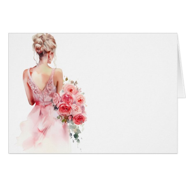Floral Rose Wedding Gown Table card (Front Horizontal)