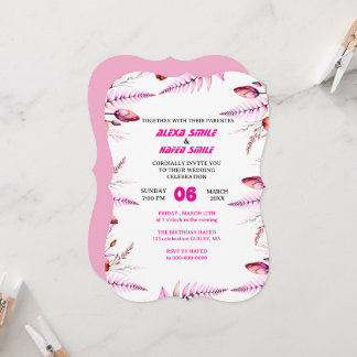 Floral Rose Wedding Invitation: Blush Pink Invitation