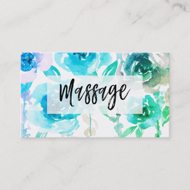 *~* Floral Roses and Wisteria Flowers MASSAGE Business Card (Front)