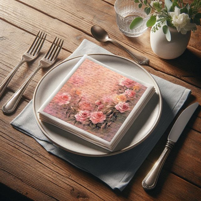 Floral Roses Antique Handwriting Decoupage Napkin (Creator Uploaded)