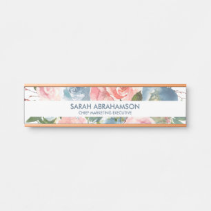 Floral Roses Blush Pink Roses Office Door Signs