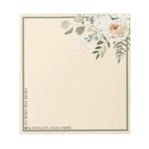 Floral Roses Ferns From the Desk Of Cream Notepad