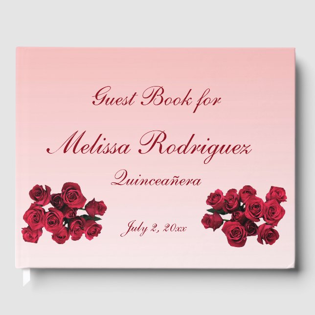 Floral Roses Garden Flowers Quinceanera Guest Book (Front)