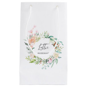 Floral Roses Garland Bridesmaid Bachelorette Small Gift Bag