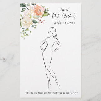 Floral Roses Guess The Dress Bridal Shower Game Flyer