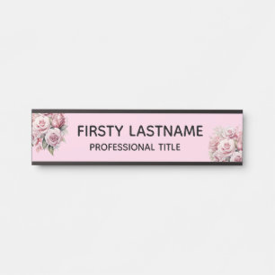 Floral Roses Office Door Sign Name Plate