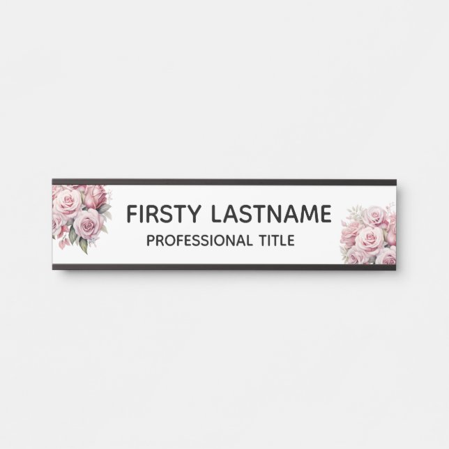 Floral Roses Office Door Sign Name Plate (Front)