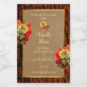 Floral Roses Product Labels Wood Grain Tree Bark
