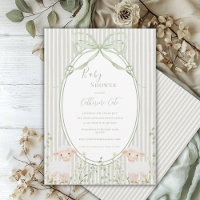 Floral Roses Sage Green Whimsical Lamb Sheep Baby
