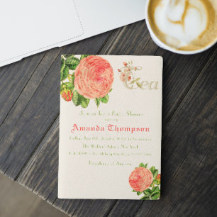 Floral Roses Tea Party Brunch Girl Baby Shower Invitation