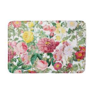 Floral Roses Vintage Spring Garden   Bath Mat
