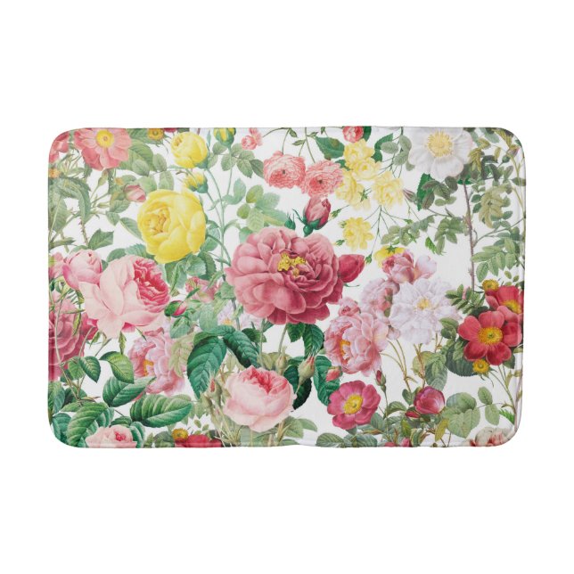 Floral Roses Vintage Spring Garden   Bath Mat (Front)