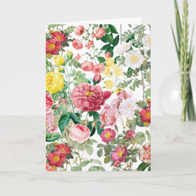 Floral Roses Vintage Spring Garden  Card (Front)