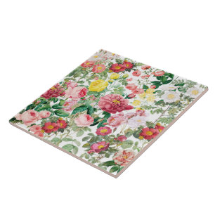 Floral Roses Vintage Spring Garden Ceramic Tile