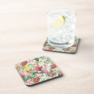 Floral Roses Vintage Spring Garden Coaster
