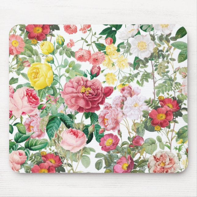 Floral Roses Vintage Spring Garden  Mouse Pad (Front)