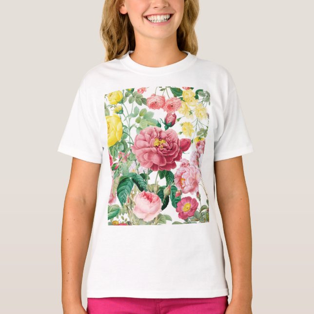Floral Roses Vintage Spring Garden     T-Shirt (Front)