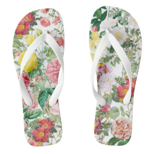 Floral Roses Vintage Spring Garden Thongs