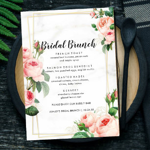 Floral Rosy Blush Bridal Brunch Menu