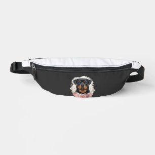 Floral Rottweiler Dog Portrait Sublimation Bum Bags