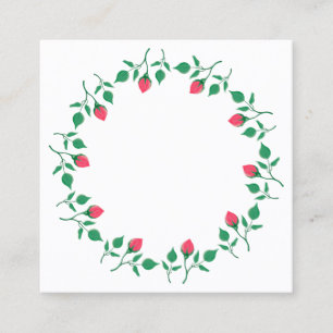 Floral round frame with pink rose flowers  calling card